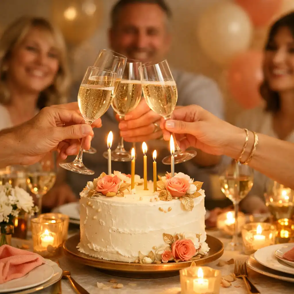 Table festive dressée pour une célébration d'anniversaire intime